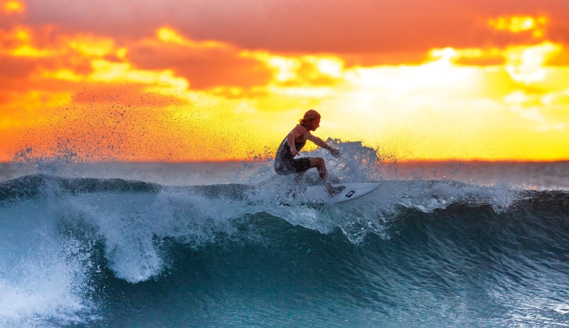lifestyles, water, one person, sunset, aquatic sport, outdoors, java island, skill, indonesia, woman, sky, motion, power, 2K, extreme sports, sea, leisure activity