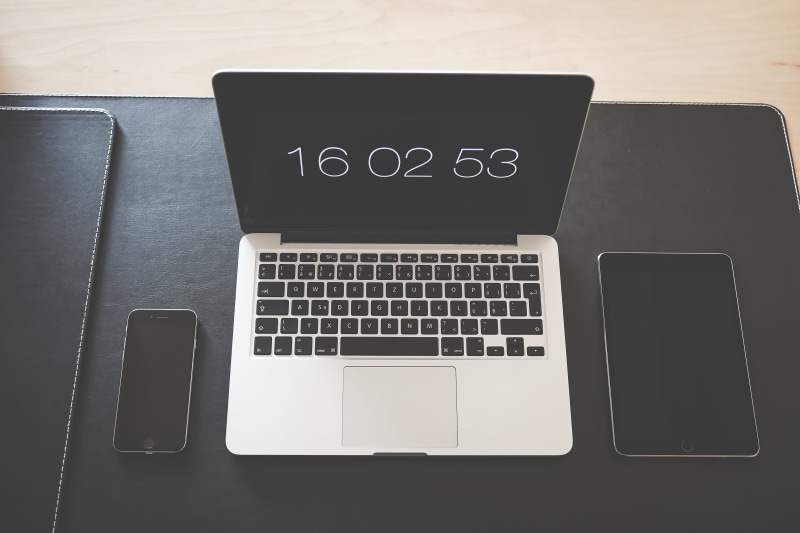 Minimalistic, computer Keyboard, computer equipment, mobile phone, modern, Workspace, desk, high angle view, table, Setup, computer Monitor, business, computer