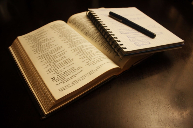 musical note, learning, bible, paper, open, scripture, christian, religion, bible study, 4K, table, old, dark, still life, indoors, communication, expertise
