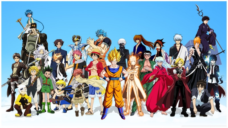 Fullmetal Alchemist, Kenshin Himura, Fairy Tail, women, Dragon Ball, Magi: the labyrinth of magic, Hunter x Hunter, multi colored, Tokyo Ghoul, group of people