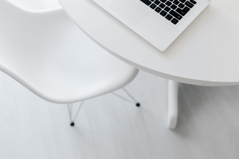 computer, laptop, small group of objects, white laptop, scandi, interior, white color, directly above, workplace, simplicity, minimalism, home, no people