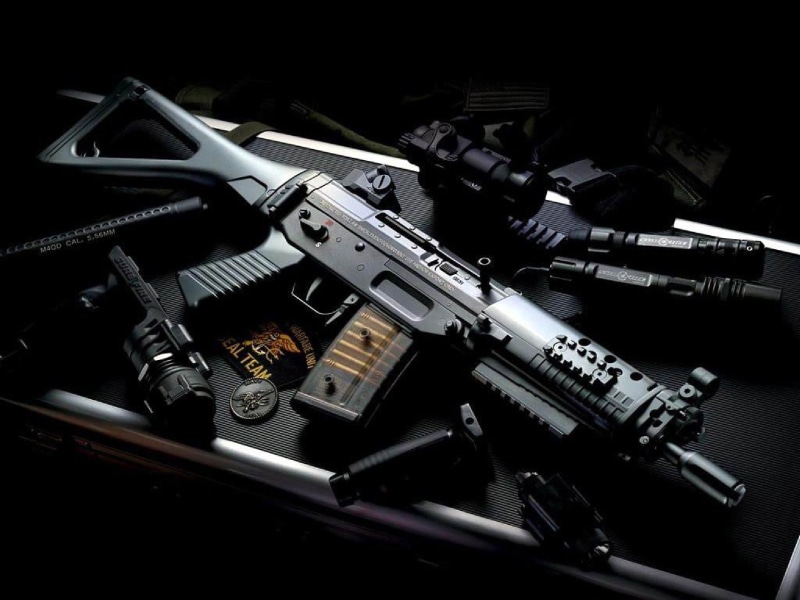 black, military, assault, rifle, 2K