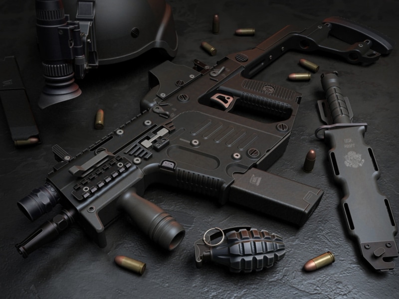 indoors, Kriss, equipment, communication, violence, made in Virginia, grenade, aggression, technology, social issues, industry, knife, bullet, metal, ammunition