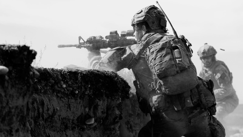 aiming, rifles, outdoors, sky, responsibility, assault, military uniform, army, headwear, AR-15, black, nature, weapon, people, government, gun, uniform