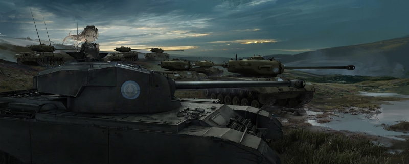 sunset, no people, travel, nature, armored tank, girls und panzer, military, water, history, mode of transportation, day, Anime, sky, tank, 2K, outdoors