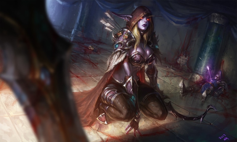 World of Warcraft, bow, 720P, blood, archer, Sylvanas Windrunner