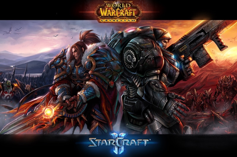 western script, illustration, architecture, text, video games, 1080P, World of Warcraft: Cataclysm, human representation, starcraft, people, built structure