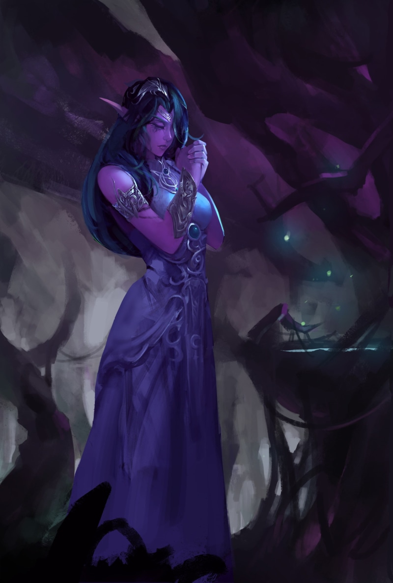 fantasy art, Night Elves, 2K, magic, Tyrande, elves, World of Warcraft: Cataclysm