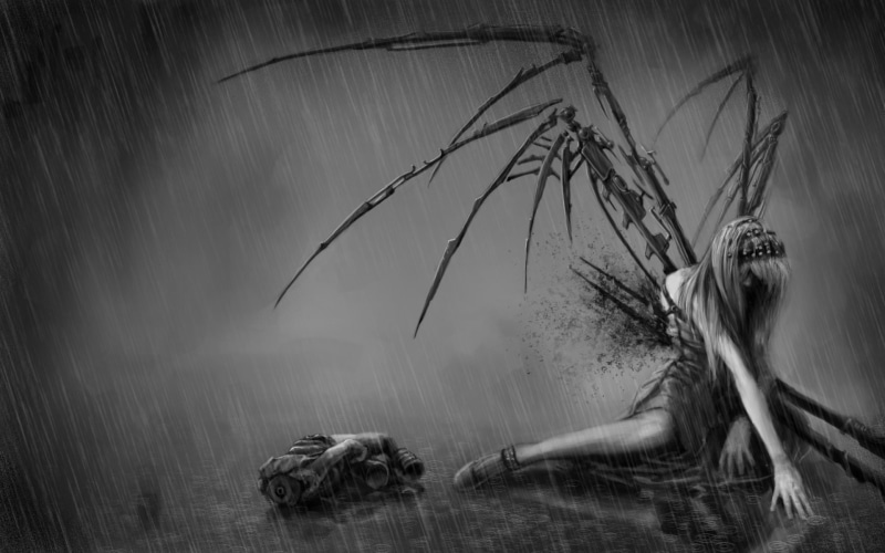 demon, 1080P, rain, Dragon Wings