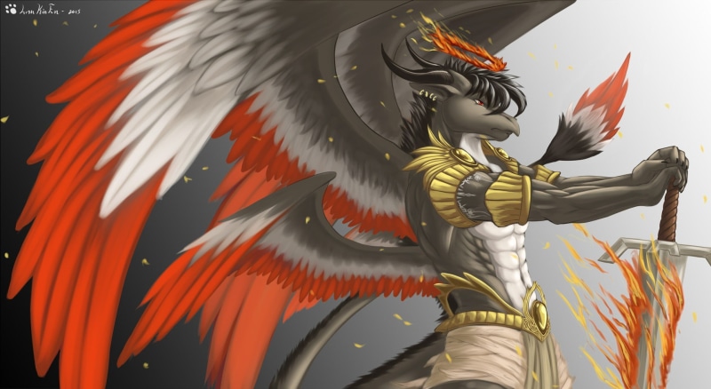 wings, Anthro, furry, dragon, sword, 1080P