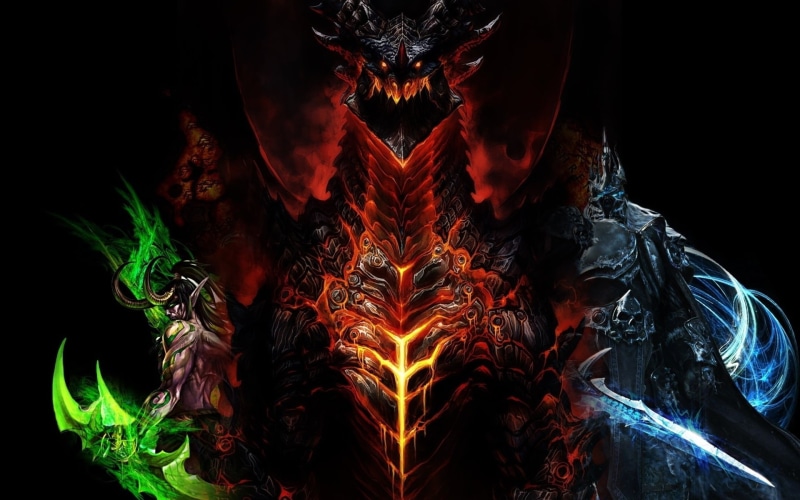 mystery, light, front view, dark, villains, Arthas, The Lich King, magic, A traitor, art, abstract, flame, black background, warcraft, nature, motion, futuristic