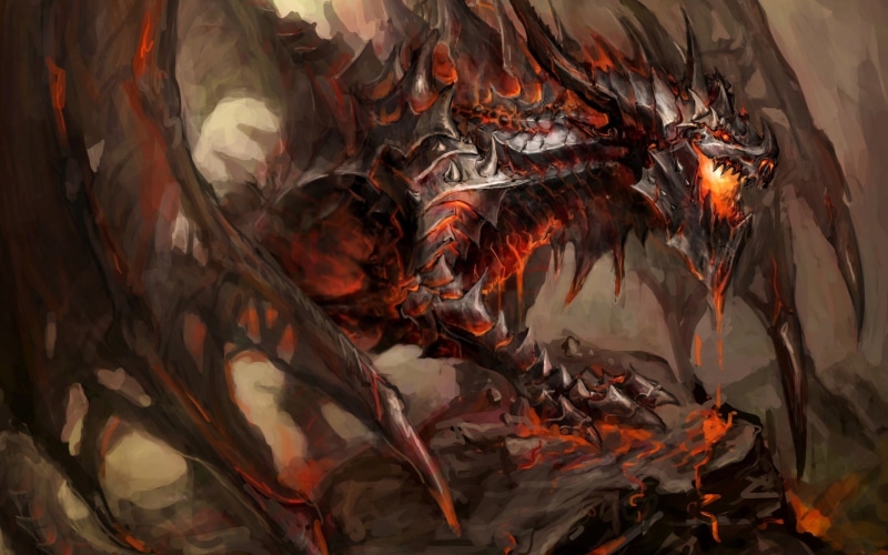 world of warcraft, fantasy Art, dragon, deathwing, 2K