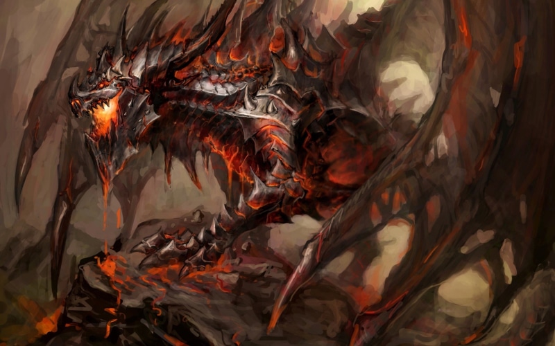fantasy art, World of Warcraft, dragon, Deathwing, 2K