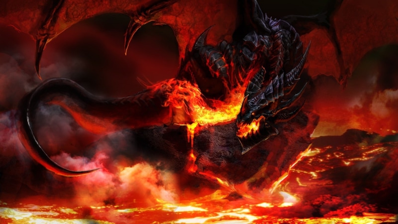 outdoors, nature, flowing, world of warcraft, dragon, burning, lava, warning sign, Dragon Wings, water, deathwing, power in nature, motion, smoke - physical structure