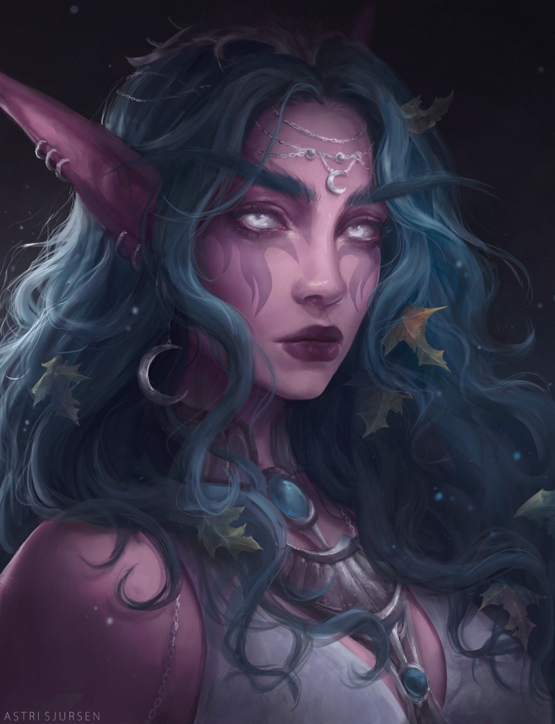 world of warcraft, Blue Hair, 1080P, fantasy Art, Tyrande Whisperwind, elves