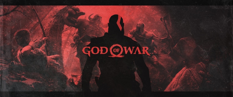 2K, weapon, Sony, PS4, troll, battlefield, strong, forest, warrior, giant, spartan, Loki, logo, God of War 4, red, hero, bakemono, Atreus, monster, kyojin