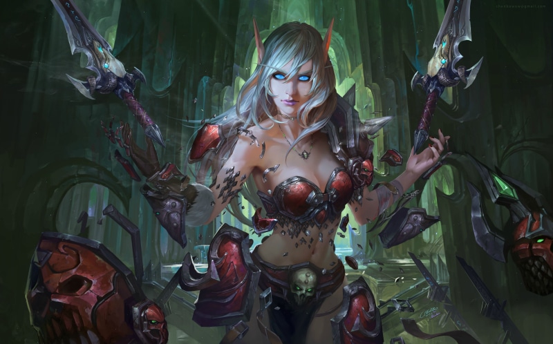one person, women, front view, beautiful woman, hair, adult, art and craft, World of Warcraft, young women, female likeness, portrait, Blood Elf, Chen Bo