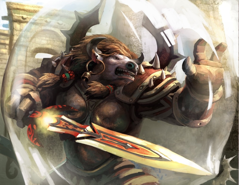 statue, mammal, Tauren (World Of Warcraft), 720P, architecture, craft, no people, Warcraft, art and craft, sunlight, day, outdoors, human representation