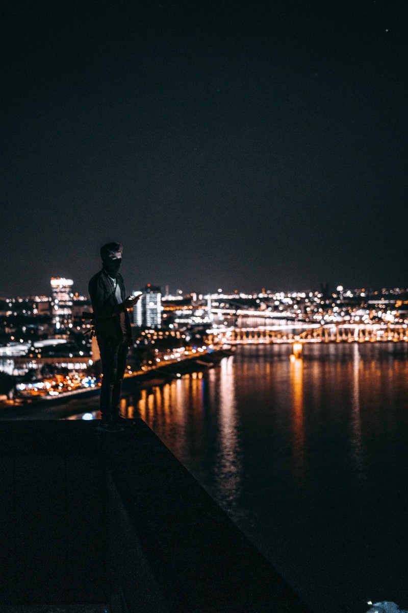 built Structure, person, river, males, light, dusk, background, business, businessman, men, front, architecture, standing, city Life, cityscape