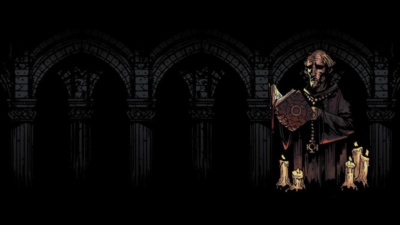 no people, religion, architecture, 1080P, building exterior, architectural column, priest, video games, sculpture, Darkest Dungeon, illustration, craft