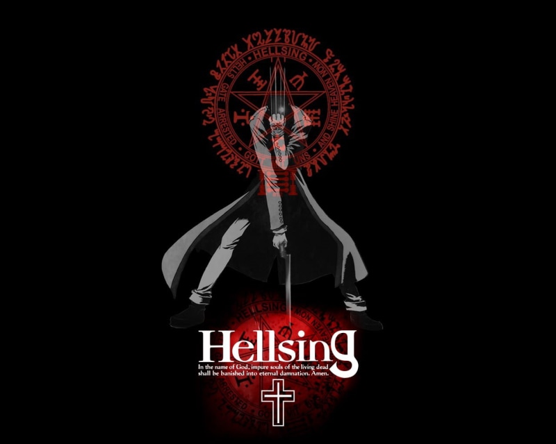 text, studio shot, Hellsing, hanging, sign, red, bayonette, representation, digital, 720P, western script, cross, communication, no people, neon, capital letter