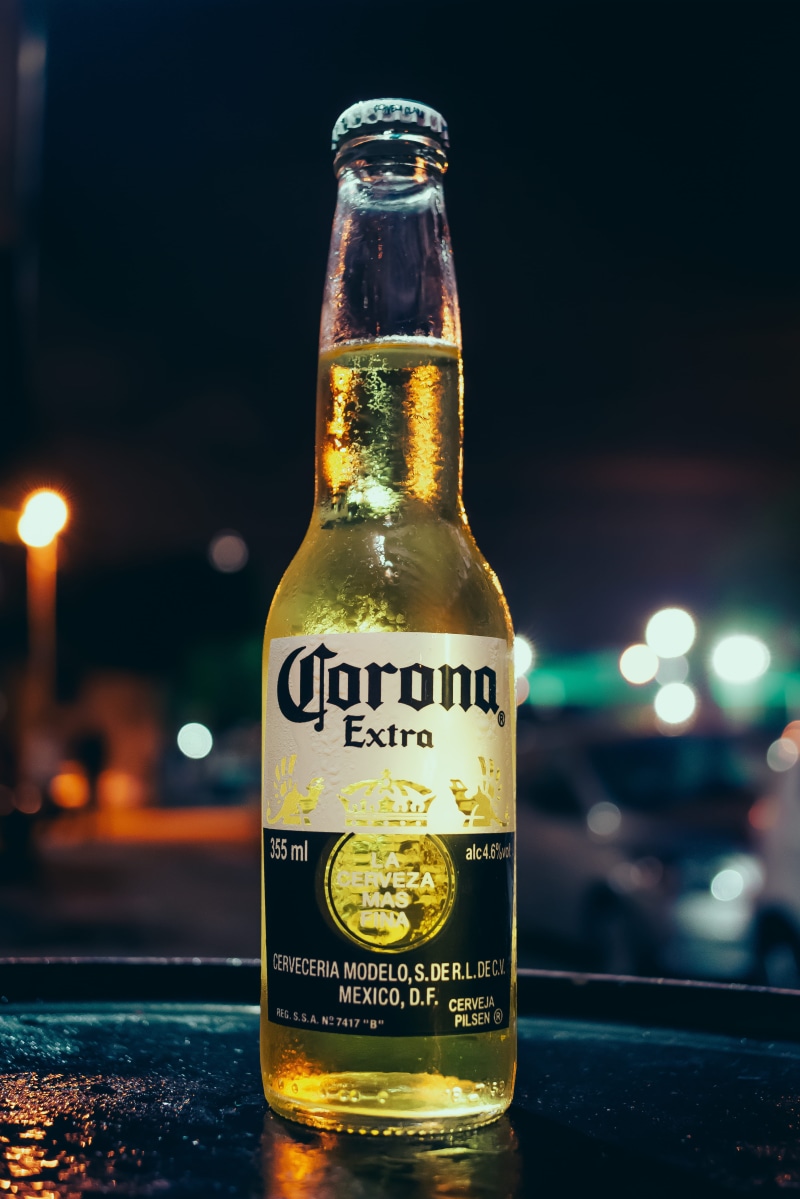 illuminated, refreshment, glass - material, alcoholic beverage, focus on foreground, glass, container, beer - alcohol, bottle, beer, corona, food and drink