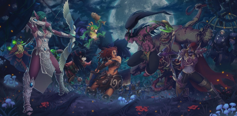 plant, no people, representation, day, art and craft, outdoors, nature, leaf, game, heroes of the storm, characters, plant part, Sylvanas Windrunner, multi colored