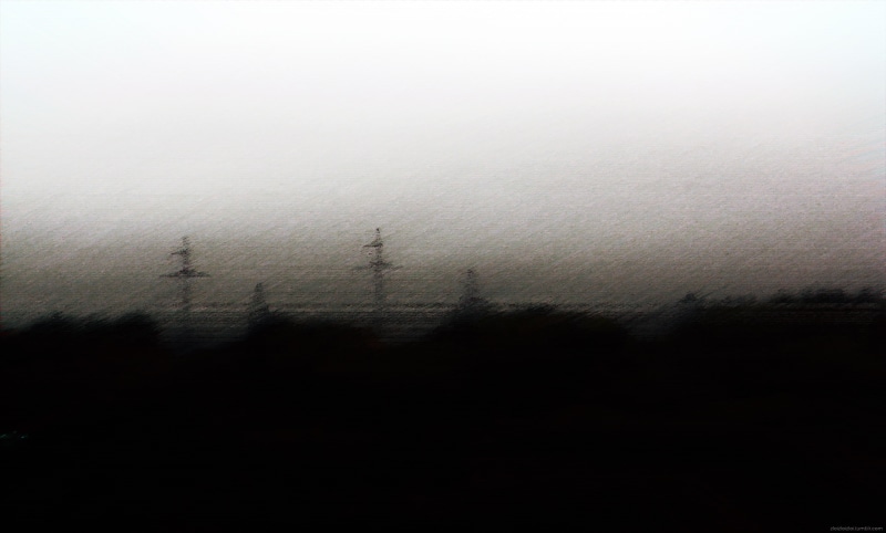 dark, glitch art, cold temperature, scenics - nature, sad, land, abstract, snow, silhouette, field, snowing, tranquility, tree, outdoors, monochrome, depressing