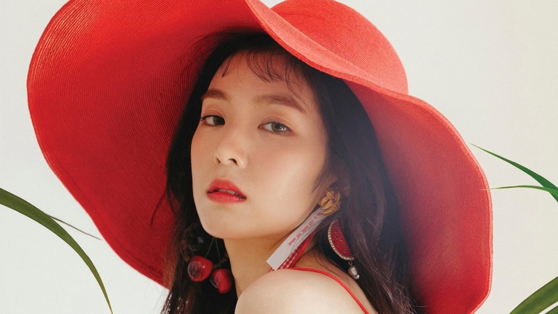 looking at camera, close-up, red, one person, Korean, K-pop, hood - clothing, portrait, front view, body part, beauty, young adult, RedVelvet, beautiful woman