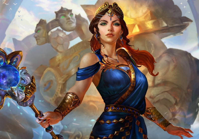 video games, Jaggu Dada, magician, Smite, green eyes, 1080P, wands, women, warrior, fantasy girl, mythology, fan art, digital art, Queen