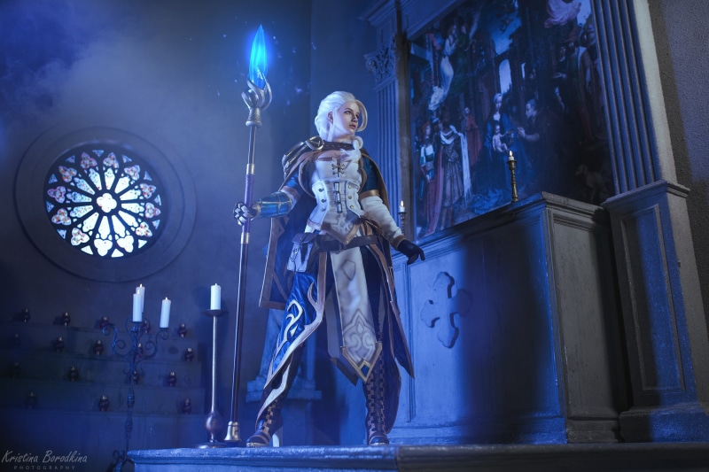 sorceress, video game characters, candles, indoors, video games, Jaina Proudmoore, women, looking away, standing, fantasy girl, Kristina Borodkina, armor