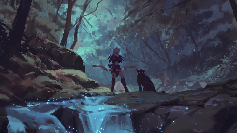 river, Night Elves, 2K, bow, hunter, forest, artwork, video games, digital art, World of Warcraft, video game art, ilustration