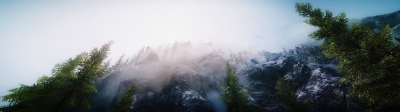 The Elder Scrolls V: Skyrim, mountains, multiple display, landscape, 4K, snow
