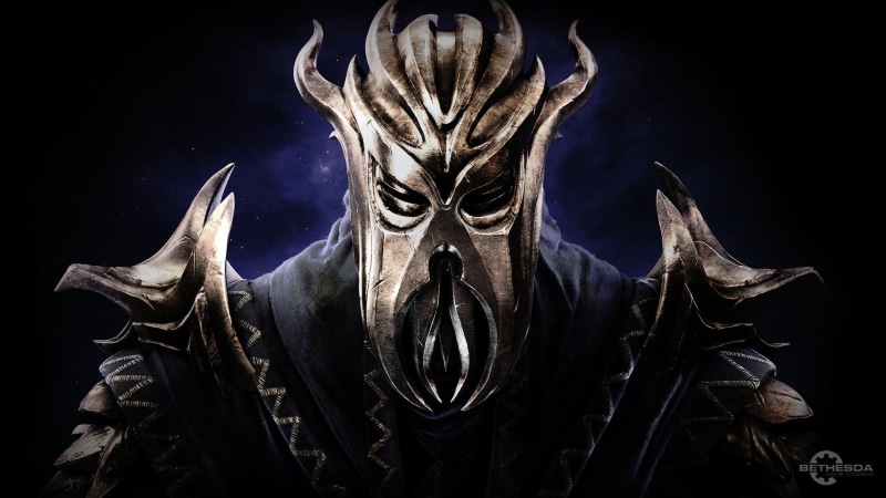 creativity, video games, The Elder Scrolls V: Skyrim, colored, night, halloween, gold, close-up, sculpture, gothic style, mystery, art and craft, dark
