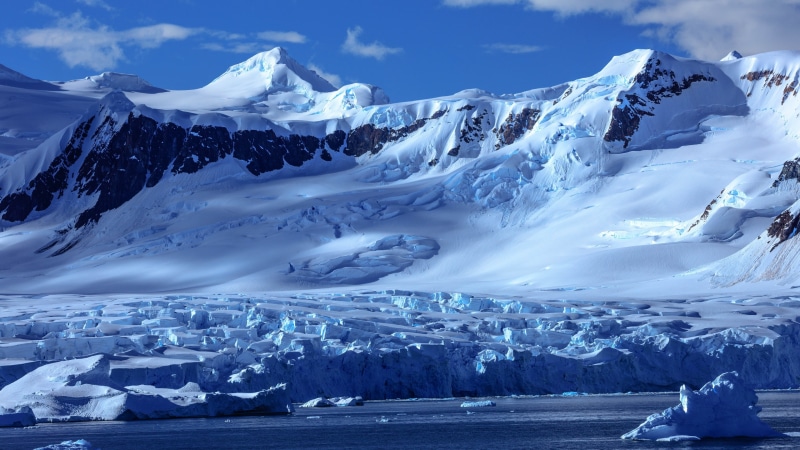 winter, ice cap, 4K, no people, non-urban scene, water, scenics - nature, environment, frozen, snowcapped mountain, cold temperature, blue landscape, snow