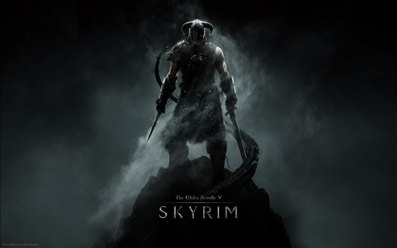 night, The Elder Scrolls V: Skyrim, low angle view, emotion, fear, sky, sculpture, sign, aggression, communication, art and craft, ominous, representation
