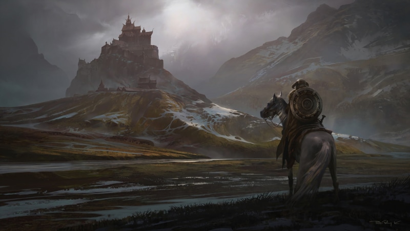 horse, mountains, Whiterun, shield, sword, 1080P, castle, video games, snow, The Elder Scrolls, The Elder Scrolls V: Skyrim