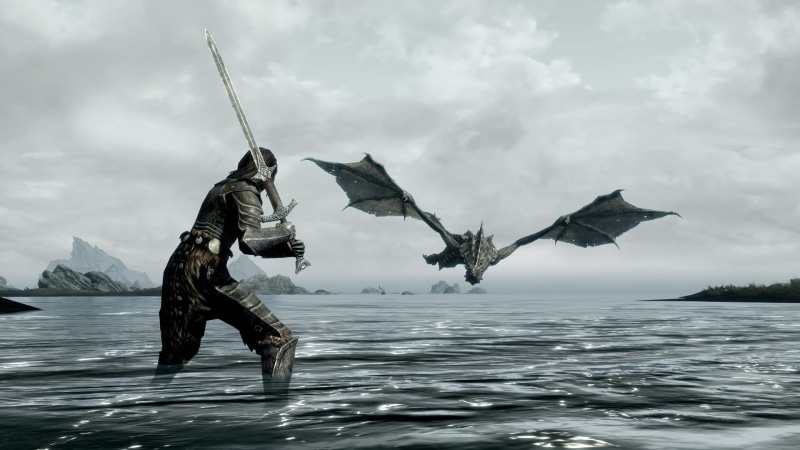 hd, 1080P, scrolls, elder, skyrim, video games, dragon
