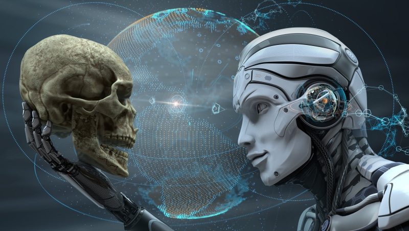 robot, evolution, cyborg, human android, tech, skull, futuristic, 4K