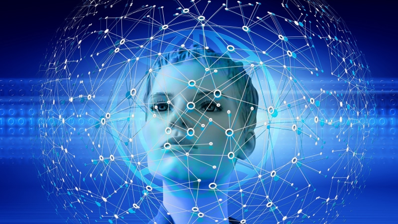 blue, robot, computer network, complexity, 4K, ai, internet, three dimensional, wireless technology, communication, artificial intelligence, technology