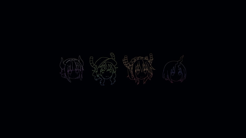 Kobayashi-san Chi no Maid Dragon, Lucoa (Kobayashi-san Chi no Maid Dragon), black background, digital art, Miss Kobayashis Dragon Maid, Elma Jouii (Kobayashi-San Chi no Maid Dragon)