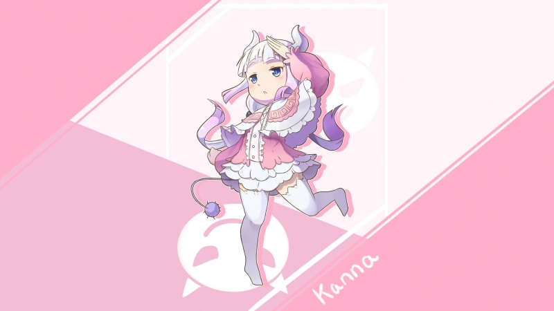 loli, indoors, young adult, hairstyle, adult, women, 4K, anime, white skin, pink color, fashion, simple background, females, fan art, anime girls, Kobayashi-san Chi no Maid Dragon