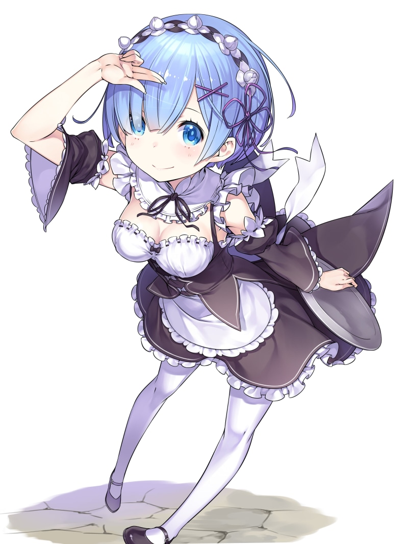 art and craft, animal wildlife, headdress, fashion, representation, sphere, white  background, maid outfit, maid, nature, human representation, Rem (Re: Zero)