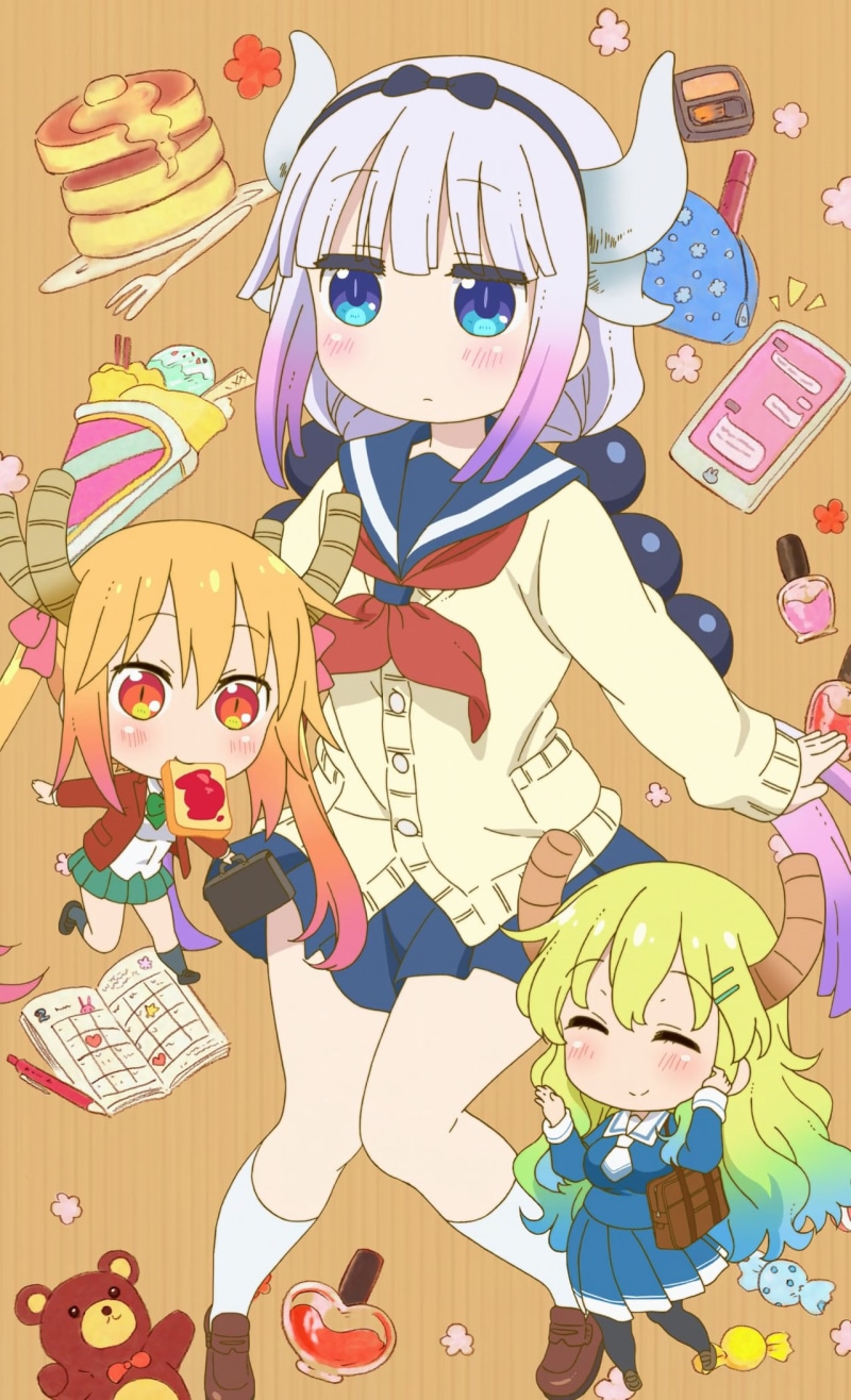 school uniform, anime girls, Lucoa (Kobayashi-san Chi no Maid Dragon), anime, Kanna Kamui (Kobayashi-san Chi no Maid Dragon), Kobayashi-san Chi no Maid Dragon
