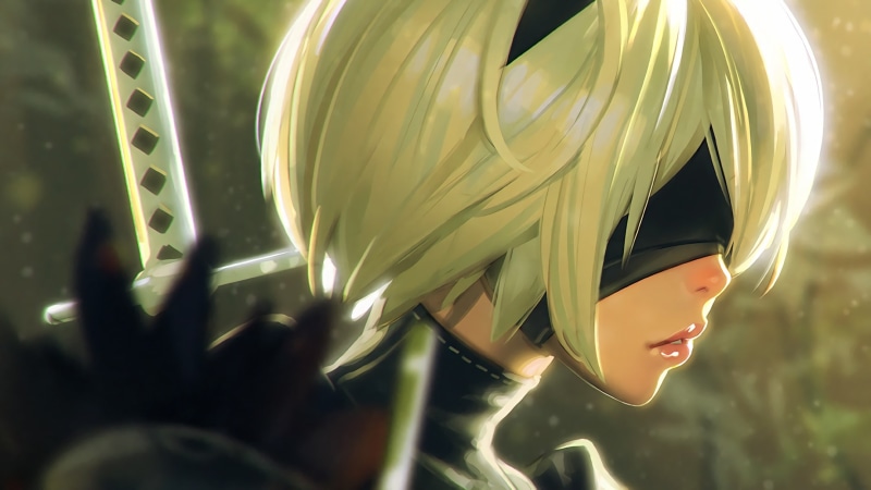bandage, square enix, nier, beautiful, android, sword, art, girl, ps4, nier: automata, white, white hair, 2b, yorha, automata, 1080P, katana, game, black