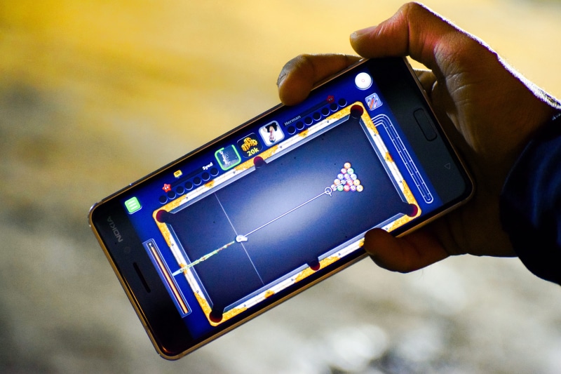 nokia 6, background, indoors, technology, close-up, pool, balls, android, box - container, leisure activity, play, mobile, board, human hand, phone, games