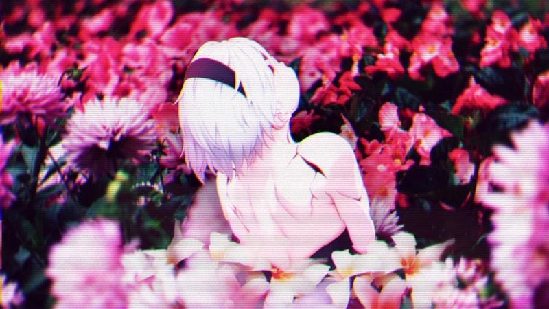 outdoors, freshness, short hair, Nier: Automata, pollen, inflorescence, NieR, flowering plant, day, flower, close-up, beauty in nature, focus on foreground