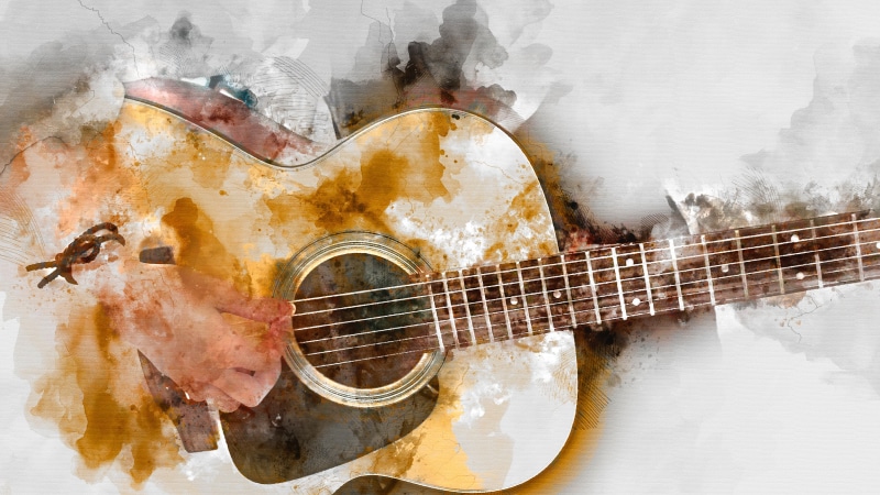 instrument, abstract, guitar, art, acoustic guitar, musical instrument, abstract art, watercolor painting, string instrument, painting art, playing, artwork