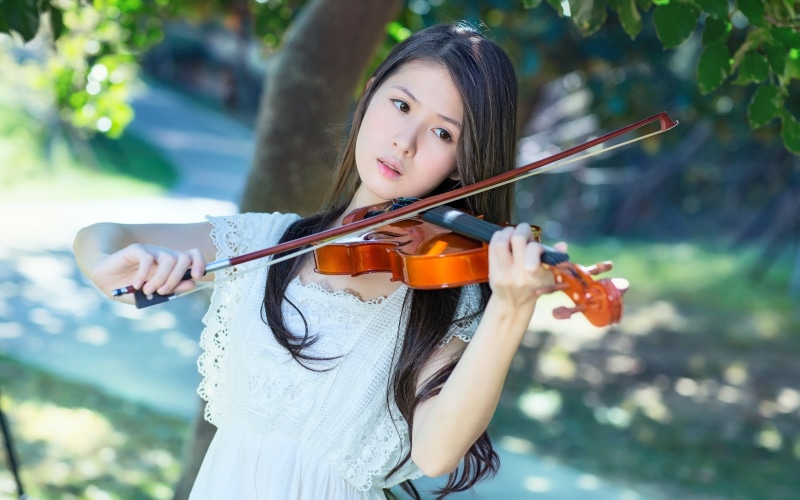 2K, Violin, Asian, Dress, Music, White, Girl