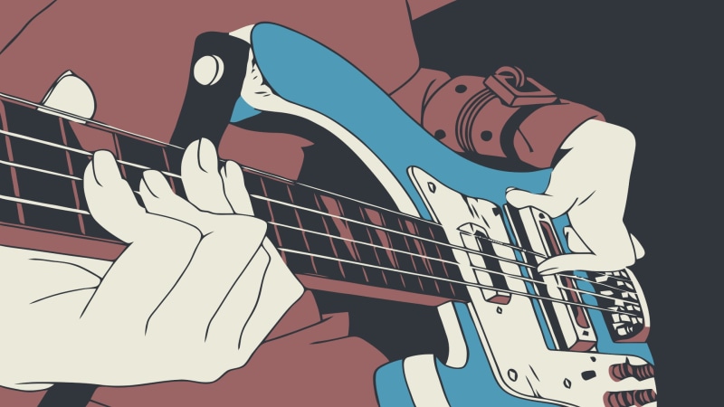 Haruhara Haruko, 1080P, anime, FLCL, anime girls, musical instrument, digital art, bass guitars